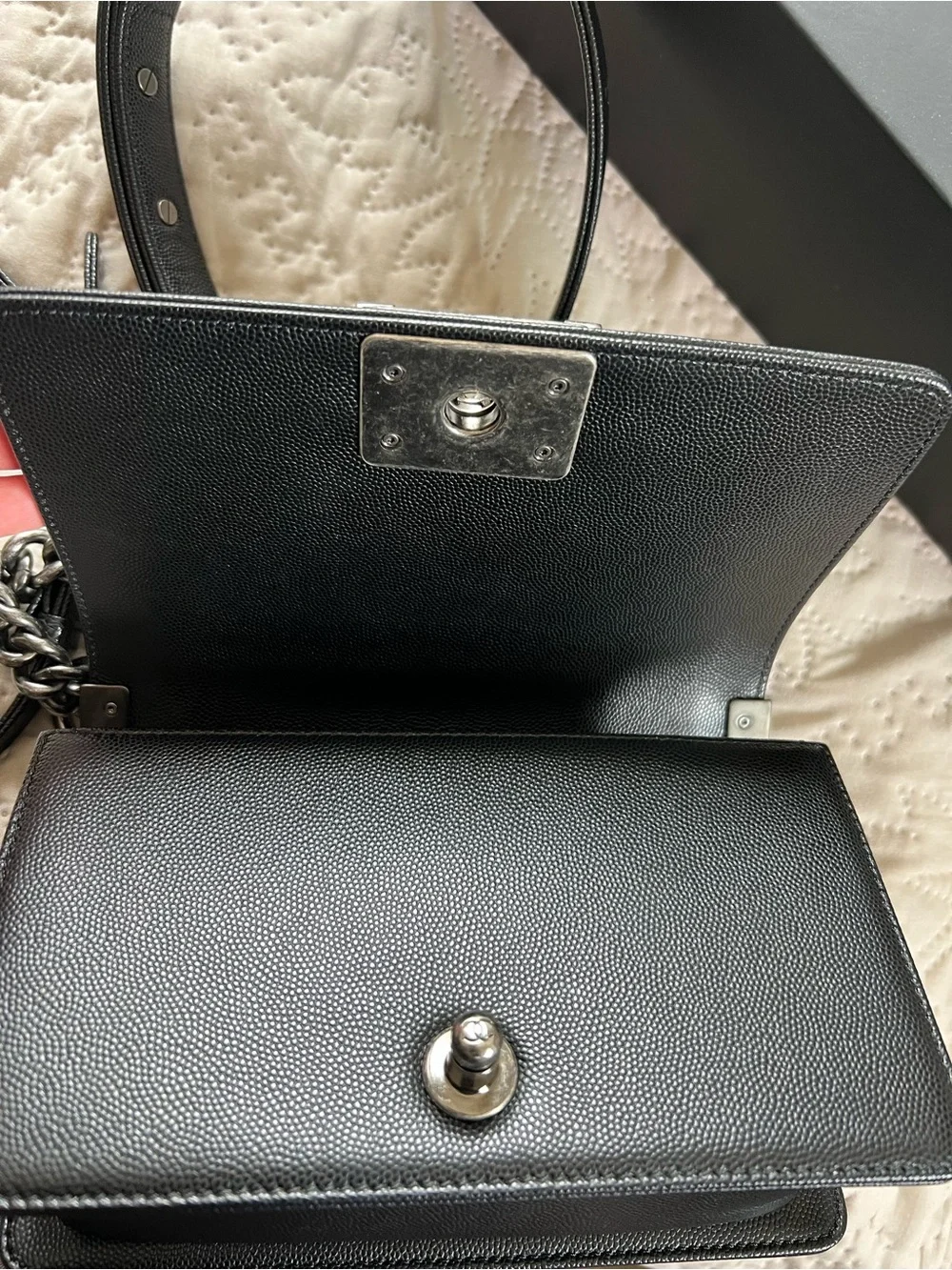 CHANEL Black Quilted Boy Flap Shoulder Bag with Gunmetal Hardware